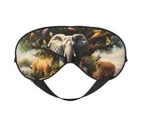 Masque de sommeil motif animaux africains pour homme et femme - Masque pour les yeux double face avec sangle réglable, doux et soyeux, bloque la lumière et respirant, pour voyage, sieste, travail de