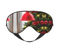 Masque de sommeil motif arbre de Noël rouge - Masque de sommeil soyeux pour les yeux pour homme et femme - Pour voyage, sommeil et relaxation