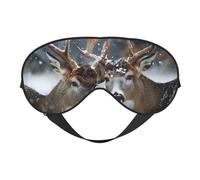 Masque de sommeil motif cerf dans une belle neige pour homme et femme avec impression double face en soie douce
