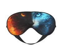 Masque de sommeil motif chat de feu rouge et bleu, masques pour les yeux pour dormir double face, masques de sommeil pour homme et femme, couvre-yeux occultants pour dormir, voyage