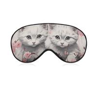 Masque de sommeil motif chat et cerise pour homme et femme avec sangle réglable - Masque occultant doux et respirant - Antidérapant - Essentiels de voyage
