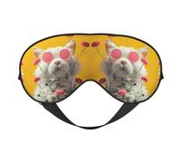 Masque de sommeil motif chat - Motif floral - Double face - Pour homme et femme - Occultant pour dormir et voyager