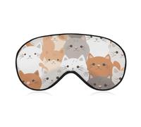 Masque de sommeil motif chats orange pour homme et femme avec sangle réglable - Masque occultant doux et respirant - Antidérapant - Essentiels de voyage