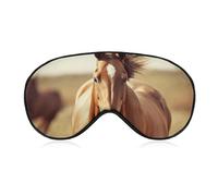Masque de sommeil motif cheval sur la prairie - Doux et confortable - Avec sangle réglable - Pour homme et femme - Pour le travail et les voyages