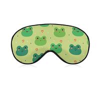 Masque de sommeil Motif de grenouille de dessin animé Masque pour les yeux de sommeil bandeau avec sangle réglable Couverture douce pour les yeux d'un animal mignon pour bloquer les lumières