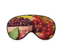 Masque de sommeil motif feuilles et fruits rouges d'automne pour homme et femme avec sangle réglable - Masque occultant doux et respirant - Antidérapant - Essentiels de voyage