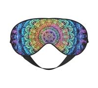 Masque de sommeil motif fleurs mandala violet bleu avec sangle réglable, couverture confortable pour les yeux, pour voyage, yoga, sieste, sommeil et relaxation