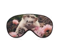 Masque de sommeil motif hérisson mignon en fleurs pour homme et femme avec sangle réglable - Masque occultant doux et respirant - Antidérapant - Essentiels de voyage