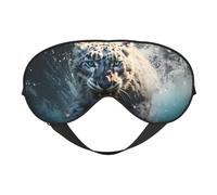 Masque de sommeil motif léopard des neiges aux yeux bleus pour homme et femme - Masque pour les yeux double face avec sangle réglable, doux au toucher soyeux, bloque la lumière et respirant, pour
