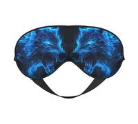 Masque de sommeil motif loup de feu bleu glacier, masque de sommeil double face, masque de sommeil pour homme et femme, masque occultant pour dormir, voyage