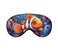 Masque de sommeil motif poisson clown dessin animé avec sangle réglable pour les yeux de voyage, masque pour les yeux doux pour le yoga