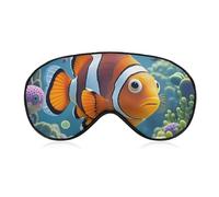 Masque de sommeil motif poisson clown dessin animé avec sangle réglable pour les yeux de voyage, masque pour les yeux doux pour le yoga