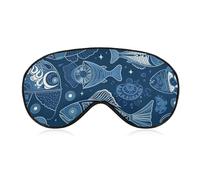 Masque de sommeil motif poisson et coquillages pour homme et femme avec sangle réglable - Masque occultant doux et respirant - Antidérapant - Essentiels de voyage