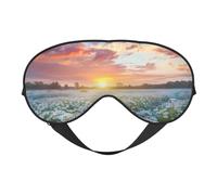 Masque de sommeil motif prairie et marguerite coucher de soleil, masque de sommeil double face, masque de sommeil pour homme et femme, masque occultant pour dormir, voyage