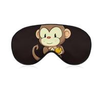 Masque de sommeil motif singe tenant des fruits pour homme et femme avec sangle réglable - Doux et respirant - Occultant - Antidérapant - Essentiels de voyage