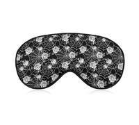 Masque de sommeil motif toile d'araignée et rose blanche, masque occultant doux pour les yeux, idéal pour une sieste profonde en voyage.