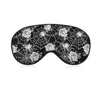 Masque de sommeil motif toile d'araignée et rose blanche, masque occultant doux pour les yeux, idéal pour une sieste profonde en voyage.