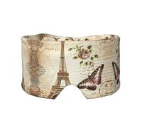 Masque de sommeil motif Tour Eiffel Papillon Vintage Cache-yeux et oreilles Méditation Voyage Respirant Réglable Couverture complète
