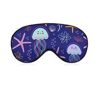 Masque de sommeil Neon Jellyfish Sleep Masque pour les yeux Bandeau avec sangle réglable Plantes aquatiques Coquillages Soft Eye Cover pour bloquer les lumières