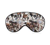 Masque de sommeil nocturne, BlockLight doux pour les yeux, masque de sommeil confortable pour les voyages en avion, la sieste, le yoga, compatible avec les chevaux qui courent, l'aquarelle sauvage occ