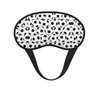 Masque de sommeil noir et blanc à motif ballon de football - Couverture soyeuse en satin doux - Sangle élastique - Pour homme et femme