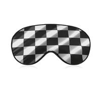 Masque de sommeil noir et blanc avec drapeau à carreaux pour homme et femme avec sangle réglable - Masque occultant doux et respirant - Antidérapant - Essentiels de voyage
