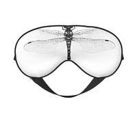Masque de sommeil noir et blanc avec imprimé libellule en soie - Bandeau élastique en satin doux - Pour la sieste de nuit - Pour homme et femme
