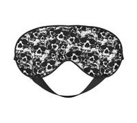 Masque de sommeil noir et blanc avec motif tête de mort humain avec sangle réglable double face, parfait pour les déplacements et les voyages