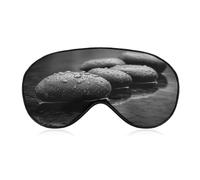 Masque de sommeil noir et blanc avec pierres rondes lisses pour homme et femme avec sangle réglable pour voyage, yoga, sieste, travail