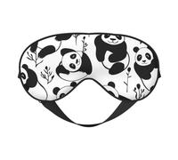 Masque de sommeil noir imprimé panda géant avec sangle réglable, couvre-yeux confortable pour voyage, yoga, sieste, sommeil et relaxation