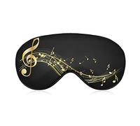 Masque de sommeil Notes de musique dorées Masque pour les yeux bandé avec sangle réglable Rainbow Line Wave Soft Eye Cover pour bloquer les lumières