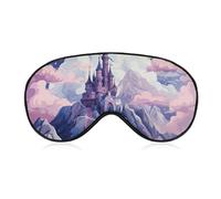 Masque de sommeil nuages au-dessus du château - Masque pour les yeux bloquant la lumière - Pour les personnes dormant sur le côté - Sans pression - Doux - Avec sangle réglable - Respirant - Pour