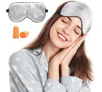 Masque De Sommeil Nuit Soie,100% Soie Naturelle Occultant Ultra-Douce Voyage Yeux Pour Dormir (1 Pack-Argent)¿