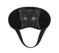 Masque de sommeil occultant à imprimé chat mignon noir - Masque contour des yeux - Parfait pour les voyages, la méditation et une utilisation de nuit