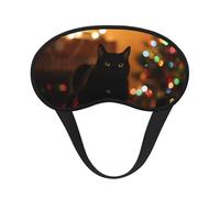 Masque de sommeil occultant à imprimé chat noir de Noël - Masque contour des yeux, parfait pour les voyages, la méditation et une utilisation nocturne