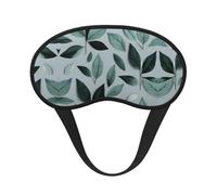 Masque de sommeil occultant à imprimé feuilles gris menthe - Couverture des yeux pour dormeur latéral, doux et confortable, parfait pour les voyages, la méditation
