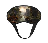 Masque de sommeil occultant à imprimé montagnes et rivières - Couvre-yeux confortable, réglable, parfait pour les voyages, la méditation et le camping