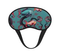 Masque de sommeil occultant à imprimé poisson et pieuvre - Couverture des yeux pour dormeur latéral, doux et confortable, parfait pour les voyages, la méditation