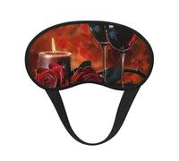 Masque de sommeil occultant à imprimé rose vin rouge et bougie pour homme et femme, masque pour les yeux zéro pression oculaire pour les voyages et tout le sommeil