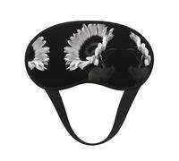 Masque de sommeil occultant à imprimé tournesol noir et gris - Masque contour des yeux - Parfait pour les voyages, la méditation et une utilisation de nuit