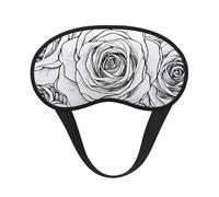 Masque de sommeil occultant à motif roses noires et blanches - Masque doux réglable pour bloquer complètement la lumière, sommeil profond, voyage et relaxation