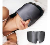 Masque de sommeil occultant à pression oculaire nu Masque for les yeux en soie Masque de sommeil ultra doux et respectueux de la peau Tissu en soie naturelle pure(Black)