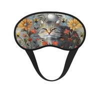 Masque de sommeil occultant amusant avec imprimé chats et fleurs pour homme et femme, masque pour les yeux zéro pression oculaire pour les voyages et tout autour du sommeil