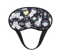 Masque de sommeil occultant amusant avec motif chat astronaute - Couverture des yeux pour dormir sur le côté, doux et confortable, parfait pour les voyages, la méditation