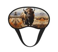 Masque de sommeil occultant avec bande élastique, motif troupeau de bisons d'Amérique du Nord, adapté à toutes les formes de tête, idéal pour les voyages, le bureau et le travail posté
