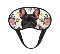 Masque de sommeil occultant avec imprimé bouledogue français et fleurs pour homme et femme, masque pour les yeux zéro pression oculaire pour les voyages et tout le sommeil