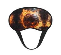 Masque de sommeil occultant avec imprimé de flamme et de basket-ball sur le feu et l'eau, couvre-yeux confortable, réglable, parfait pour les voyages, la méditation et le camping