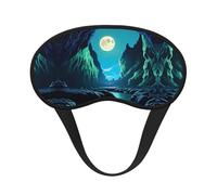 Masque de sommeil occultant avec imprimé grotte de lune et d'eau - Couverture confortable pour les yeux, blocage de la lumière, parfait pour les voyages, la méditation et le camping
