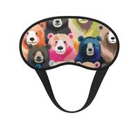 Masque de sommeil occultant avec imprimé ours colorés pour homme et femme, masque pour les yeux zéro pression oculaire pour les voyages et tout autour du sommeil