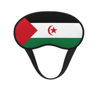 Masque de sommeil occultant avec motif drapeau du Sahara occidental et bande élastique, idéal pour les voyages, le bureau et le travail posté.